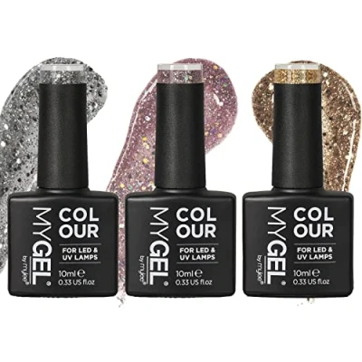 Afbeelding van MYGEL by Mylee Nagellak Polish The Glitters Trio 3x10ml Kleuren, UV/LED Soak Off Nail Art Manicure Pedicure voor Professioneel, Salon &amp; Thuisgebruik Langdurig en gemakkelijk aan te brengen
