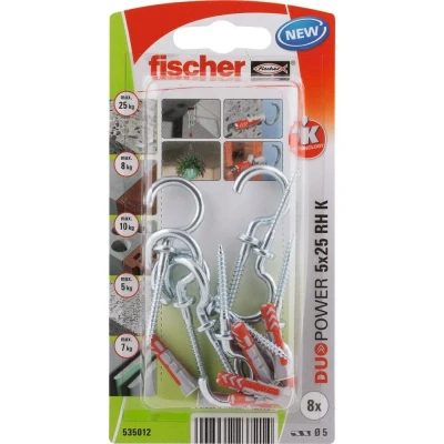 Afbeelding van Fischer plug duopower 5x25mm met ronde haak 8 stuks