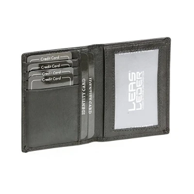 Afbeelding van LEAS Veilige kaarthouder RFID blokkering, echt leer, zwarte kaartverzameling, zwart, 12 x 9 cm, zwart., 12x9cm