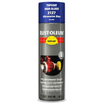 Afbeelding van rust oleum hard hat deklaag hoogglans ral 5002 ultramarijnblauw 500 ml