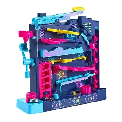 Afbeelding van TOMY Games Screwball Scramble Level Up Zwaartekracht tarten verticale hindernisbaan Marble Run Logica en hand oog coördinatie puzzelspellen educatief speelgoed voor kinderen van 5 jaar ouder