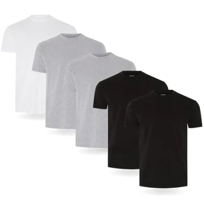 Afbeelding van FM London 3/5 pack heren T shirt premium gewicht shirts met licht getailleerd ontwerp superzacht gemaakt van 100% katoen stretch voor elke gelegenheid duurzame