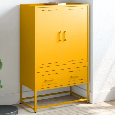 Afbeelding van Hoge kast 68x39x111,5 cm koudgewalst staal mosterdgeel