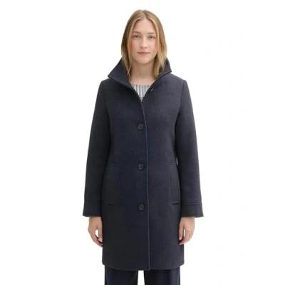 Afbeelding van TOM TAILOR Dames 1042902 jas, 35927 Navy Melange Twill Structure, XXL, Structuur, XXL