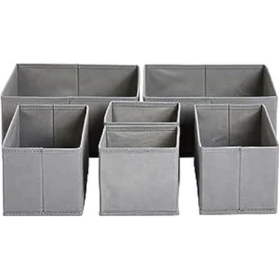 Afbeelding van Amazon Basics Lade organizer/opbergsysteem voor kleding, opvouwbaar garderobe, slaapkamer of keuken, 6 stuks, grijs