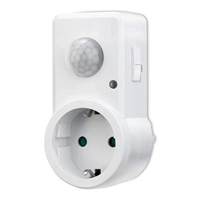 Afbeelding van conecto Infrarood bewegingsmelder voor stopcontact binnen tussenstekker LED 120 IP20 schemeringssensor (1 stuk), wit