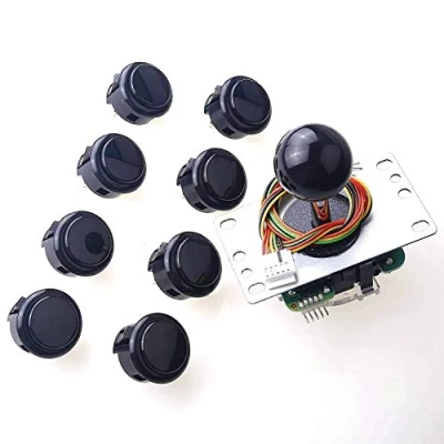 Afbeelding van Sanwa JLF TP 8YT Joystick + 8 stuks OBSF 30 drukknopbundelset Kleur: zwart voor Arcade spel 4 &amp; Way verstelbaar, compatibel met Catz Mad SF4 Tournament S@NWA