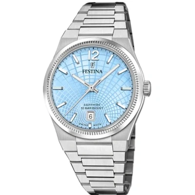 Afbeelding van Festina Rive F20052/5 Dameshorloge, behuizing van roestvrij staal 316L, zilverkleurig, armband Blauw