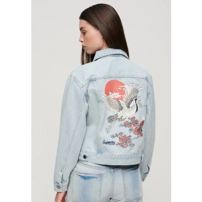 Afbeelding van Superdry Embroidered Trucker Spijkerjas, Dames, Maat: 38, Echo light vintage