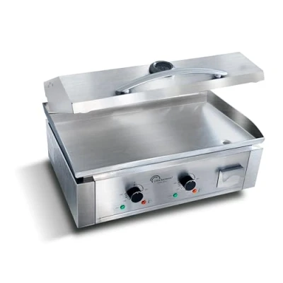 Afbeelding van LITTLE BALANCE 8473 Aquitaine Pro Plus, professionele elektrische grillplaat, 2 kookzones, deksel, 3500 W, gemaakt in Frankrijk, volledig roestvrij staal