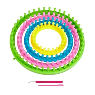 Afbeelding van Relaxdays breiringen 6 delige set beginners knitting looms met haak 4 groottes