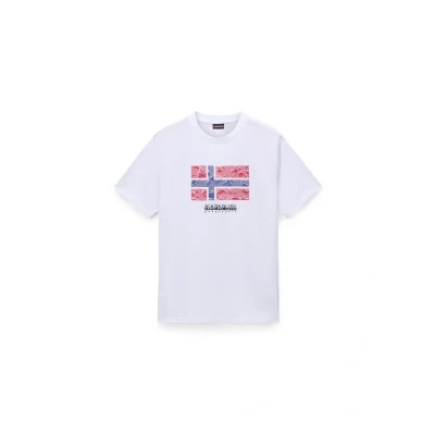 Afbeelding van Napapijri Drapeau Tshirt print, Heren, Maat: XL, Bright white