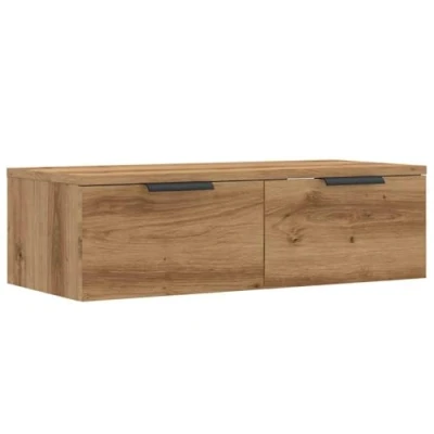 Afbeelding van Wandkast 68x30x20 cm bewerkt hout artisanaal eikenkleurig