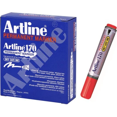 Afbeelding van ARTLINE Drysafe 170 Permanent Marker Doos van 12 stuks 2,0mm Lijndikte Rood