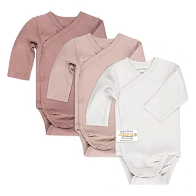 Afbeelding van LaLoona Babybody met lange mouwen, 3 delig, katoen, knopen, Oeko Tex Standard 100, Roze, 50 56