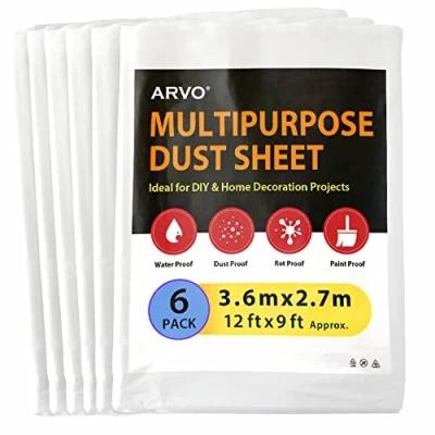 Afbeelding van ARVO Grote plastic stofplaten voor decoratie 3,6 m x 2,7 m, stofvel schilderen, meubels, vloer, stofdicht en waterbestendig polyethyleen vel (Pack van 6)