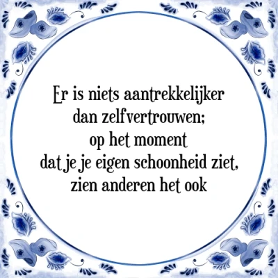 Afbeelding van Er is niets aantrekkelijker dan zelfvertrouwen; Tegeltje + Spreuk