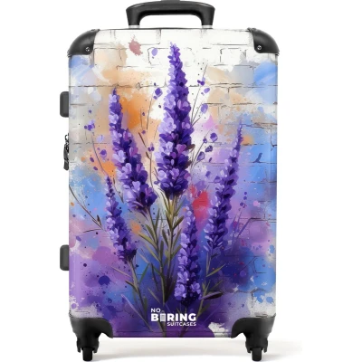 Afbeelding van NoBoringSuitcases.com® Koffer groot Rolkoffer lichtgewicht Paarse lavendel in graffiti stijl Reiskoffer met 4 wielen Grote trolley XL 20 kg bagage
