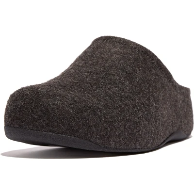 Afbeelding van FitFlop Women Shuv Cushy Felt Clog Slippers All Black Schoenmaat 37