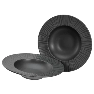 Afbeelding van CreaTable, 21823 Vesuvio Serie Zwart 2 delig Serviesgoed, Bordenset van Aardewerk