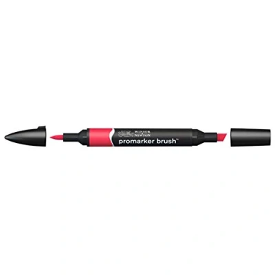 Afbeelding van Winsor &amp; Newton 0204209 Promarker Brush voor tekeningen, kalligrafie, ontwerp en lay outs, streeploos tekenen met beitel penseelpunt Red