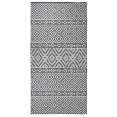 Afbeelding van vidaXL Buitenkleed met patroon platgeweven 100x200 cm blauw