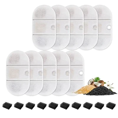 Afbeelding van MyfatBOSS Kattenwaterfonteinfilter voor Petlibro, 10 stuks vervangende filters kattenfontein Petlibro capsule, 2,1 l, ultrastille waterfontein huisdieren, waterdispenser honden