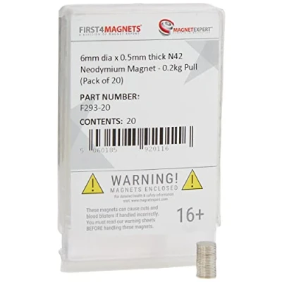 Afbeelding van Expert magneet 6 mm diameter x 0,5 dik, N42 neodymium 0,2 kg trui (20 stuks), zilver