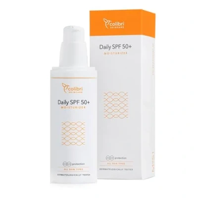 Afbeelding van colibri skincare Daily SPF 50+ Moisturizer 80ml Dagcrème met 50 waterbestendige breed spectrum bescherming lichte gezichtscrème UV geen witte waas zonnebrandcrème gezicht