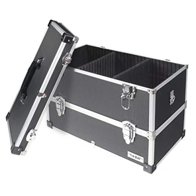 Afbeelding van HMF 14660 02 Gereedschapskoffer, van aluminium, leeg, 2 etages, 44 x 32,5 24 cm, zwart