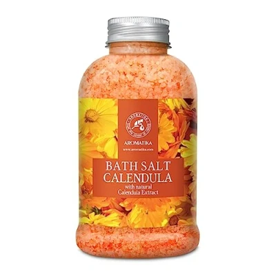 Afbeelding van Badzout Calendula 600g Zeezout Tegen Acne Droge Huid Spierpijn Vermoeidheid Huidverzorging Aromatherapie Anti Stress Bad Spa Wellness Ontspanning Aging