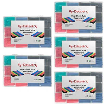 Afbeelding van AZDelivery 5 x krimpkousenset 560 stuks, kleuren krimpkous assortiment met 12 verschillende maten, verhouding 2:1 elektrische isolatieslang, heat shrink tube kit inclusief E Book!