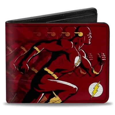 Afbeelding van Buckle down Bi Fold Wallet Pu Bifold de Flash Running Pose/Bouten Trails Reds unisex volwassenen