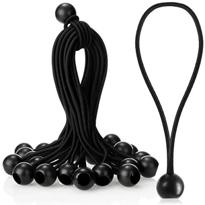 Afbeelding van 25 x zeilspanners met kogel spanrubber voor banners, posters, tenten, zeilen, paviljoenen tentspanner camping rubberen spanner expanderlus tentrubber (zwart stuks)
