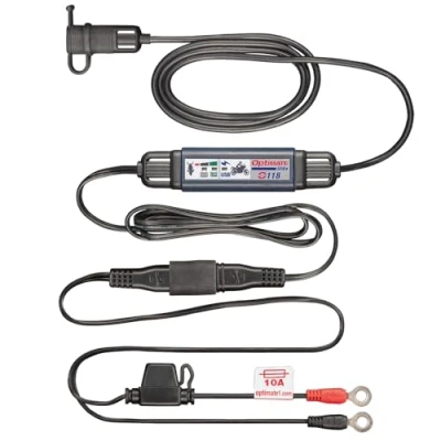 Afbeelding van OptiMate USB O 118, Smart in line 3300mA motorfiets C oplader, met stand bymodus en voertuigbatterijmonitor