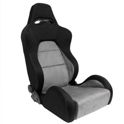 Afbeelding van AutoStyle Sportstoel &#039;Eco Soft&#039; Zwart/Grijs Dubbelzijdig verstelbare rugleuning incl. sledes