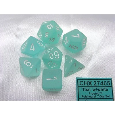 Afbeelding van Chessex Frosted Teal/white Polydice Dobbelsteen Set (7 stuks)