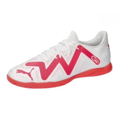 Afbeelding van Puma Future PLAY IT Zaalvoetbalschoenen, Heren, Maat: 44.5, White/fire orchid Kunststof/ textiel