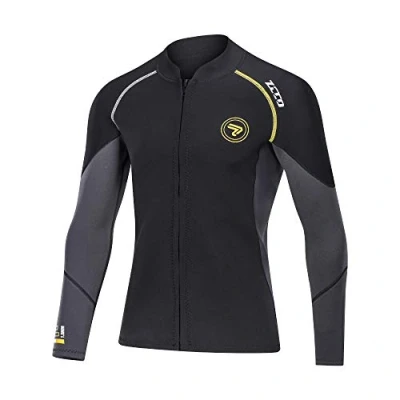 Afbeelding van Wetsuit Top heren 1,5 mm neopreen wetsuits jas, rits aan de voorkant lange mouwen duikpak voor zwemmen, snorkelen, duiken, surfen