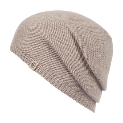 Afbeelding van Roeckl Pure Cashmere beanie kasjmier muts wollen wintermuts oversized muts, beige, 55/60 cm