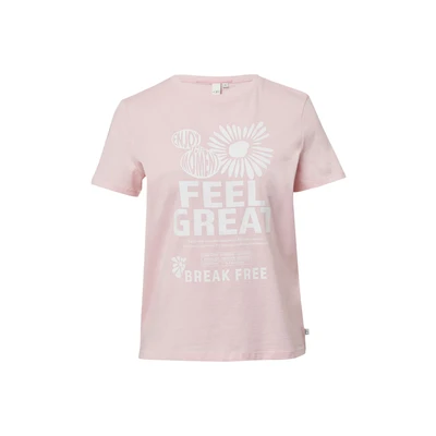 Afbeelding van QS MIT Frontprint Tshirt print, Dames, Maat: Large, Zartrosa
