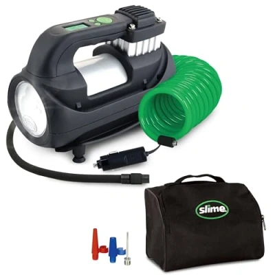 Afbeelding van Slime 40068 95 Bandenpomp, Expert, voor Intensief Gebruik, Digitaal, Juiste Pomptechnologie, Inclusief Ledverlichting en Slang met Snelkoppeling, 3 min. Pomp