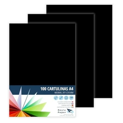Afbeelding van Raylu Paper® A4 100 stuks zwart 180 g 210 x 297 mm ideaal voor boekbinders, kantoorwerk, tekenen, knutselen, school geschikt (zwart)