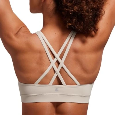 Afbeelding van CRZ Yoga Dames Strappy Back Draadloze Gewatteerde Workout Sport BH Mijn Tan S