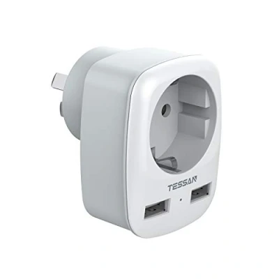 Afbeelding van TESSAN Reisstekker Australië Adapter China Duitsland Stekker met 2 USB 2.4A, Stopcontactadapter Reisadapter Voedingsadapter voor Nieuw Zeeland Argentinië Wandoplader,