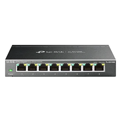 Afbeelding van TP Link TL SG108E 8 poorts Gigabit Easy Smart Managed Network Switch (8 RJ45 poorten, IGMP snooping, centraal beheer, energiezuinig), Metallic Zwart
