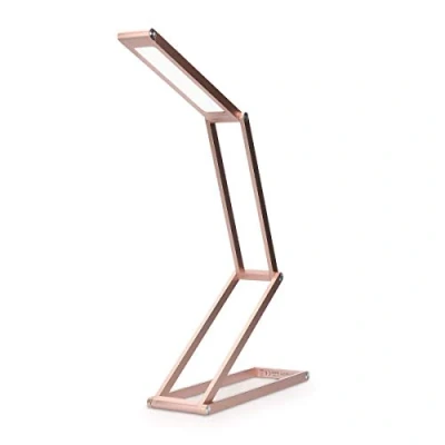Afbeelding van kwmobile inklapbare aluminium LED lamp Tafellamp met oplaadbare accu, USB kabel en dimmer Als wandlamp op te hangen Roségoud