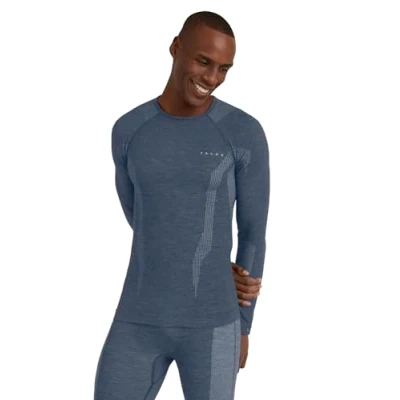 Afbeelding van FALKE Heren Top van onderlaag Wool Tech Round Neck M L/S SH Wol Functioneel material Sneldrogend 1 Stuk, Blauw (Capitain 6751), L