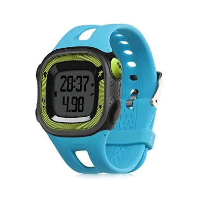 Afbeelding van kwmobile horlogebandje geschikt voor Garmin Forerunner 10 / 15 (L Size model) polsband Smartwatch bandje van TPU Activity tracker horloge band in mat blauw
