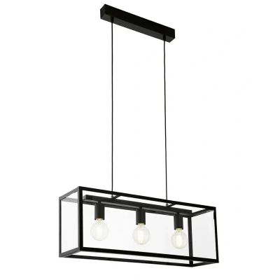 Afbeelding van EGLO Charterhouse Hanglamp   3 Lichts   Lengte 750mm.   Zwart   Helder